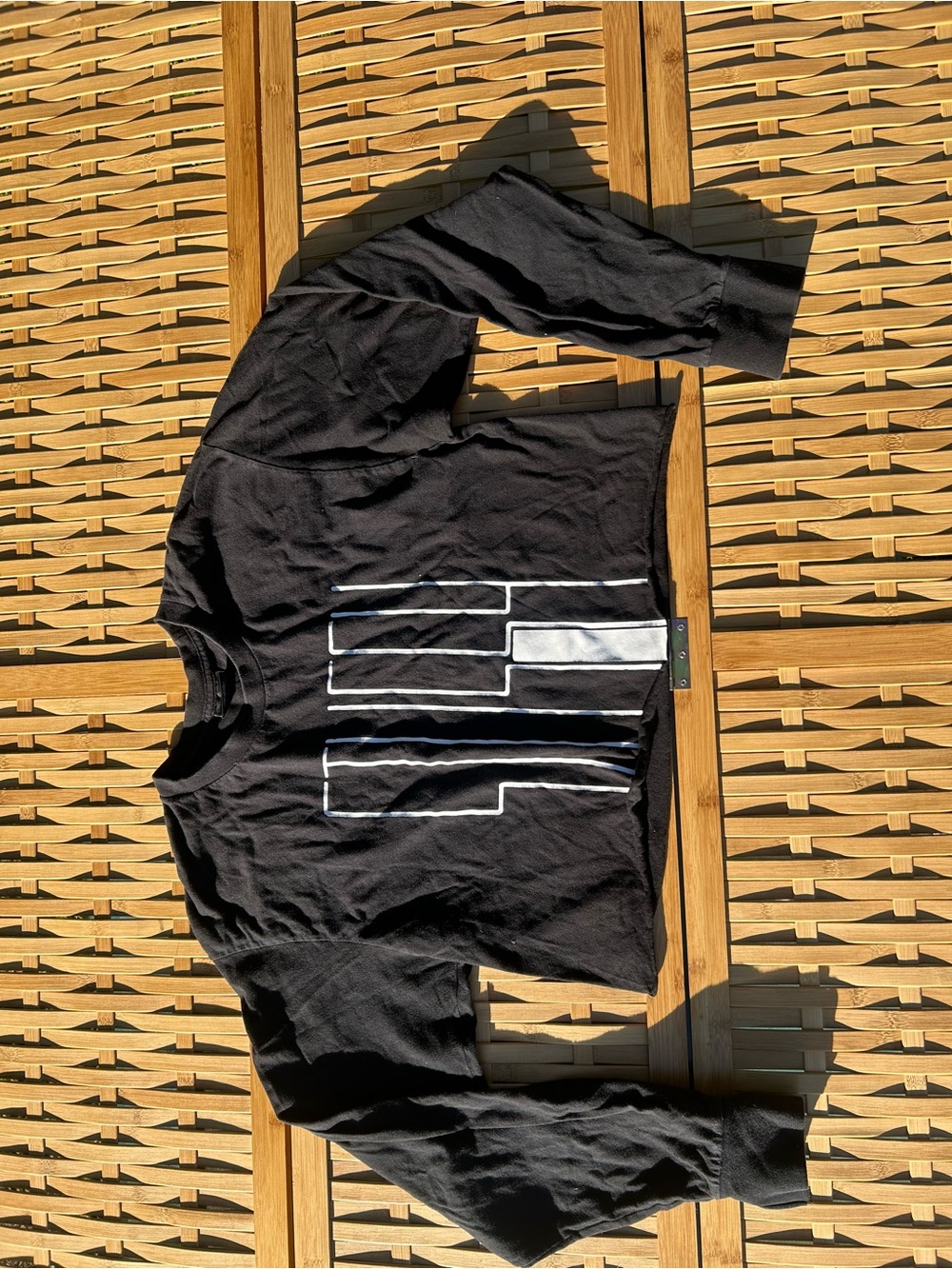 🎃2/$8- Stussy Black Long Sleeve Tee with White Graphic Stripes